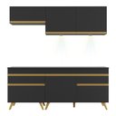 Ver imagem 7 de Armário de Cozinha Compacta 190cm com Leds Veneza Up Multimóveis V2030 Preto/Dourado
