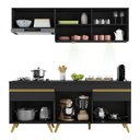 Ver imagem 6 de Armário de Cozinha Compacta 190cm com Leds Veneza Up Multimóveis V2030 Preto/Dourado