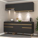 Ver imagem 3 de Armário de Cozinha Compacta 190cm com Leds Veneza Up Multimóveis V2030 Preto/Dourado