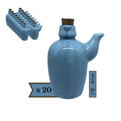 Kit 20 Jarra Porta Shoyu Sushi Azul Mesclado com Rolha Prattos