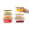 Kit 6 Potes de Vidro com Tampa em Bambu Hermético Marmita Quadrados - Tud - 2