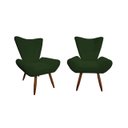 Ver imagem 1 de Kit 2 Poltronas Decorativa Emilia Suede Verde Pés Madeira Ms Decor