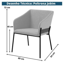Poltrona Jobim Base em Aço Linho Bege - 4