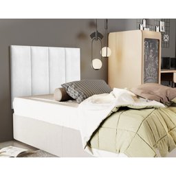 Cabeceira Painel Solteiro 0,90cm Estofada Corino Branco - 1