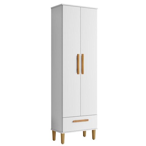 Armário Multiuso Natal 2 Portas 1 Gaveta MDP 60cm Branco Fosco Kaiki Móveis