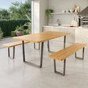 Ver imagem 1 de Conjunto Mesa de 200cm Retangular 2 Bancos em Ferro e Madeira Maciça Livorno Espresso Moveis