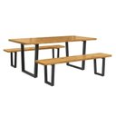 Ver imagem 3 de Conjunto Mesa de 200cm Retangular 2 Bancos em Ferro e Madeira Maciça Livorno Espresso Moveis