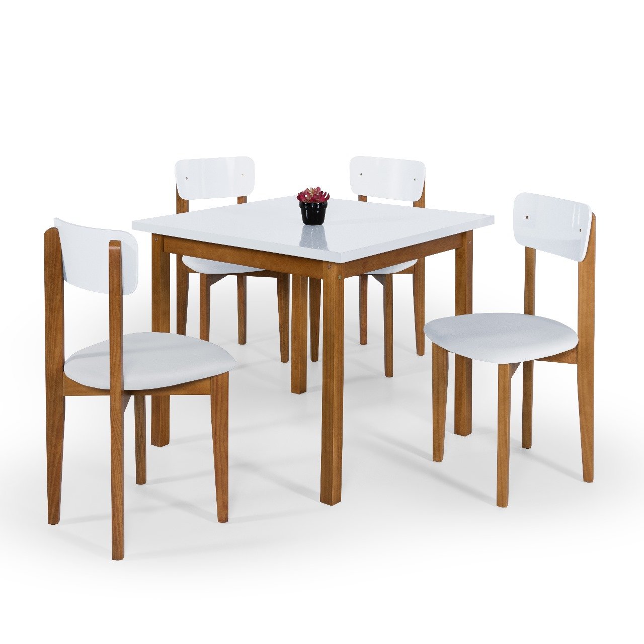 Conjunto Mesa de Jantar com 4 Cadeiras Branca - 2