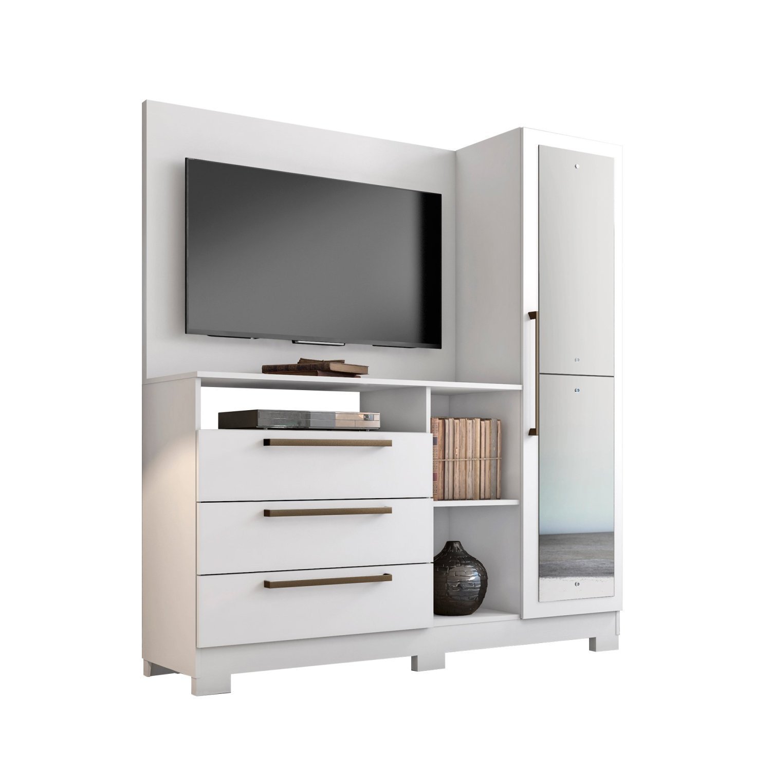 Cômoda com Painel para TV até 43 Polegadas 1 Porta com Espelho 3