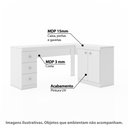 Ver imagem 2 de Mesa de Escritório em L com 3 Gavetas e 2 Portas - Branco