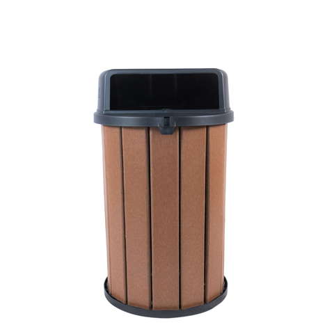 Lixeira Madeira Plástica 100 Litros - 70 Cm:marrom/preto