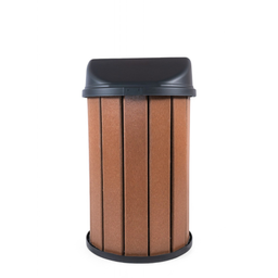 Lixeira Madeira Plástica 100 Litros - 70 Cm:marrom/preto - 3
