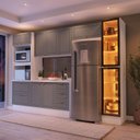 Ver imagem 1 de Cozinha Completa 5 Peças com Cristaleira em MDF Cinza Yescasa