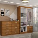 Ver imagem 2 de Guarda-roupa Solteiro Hazel 4 Portas 2 Gavetas e Espelho com Cômoda 10 Gavetas Cinamomo - Panorama M