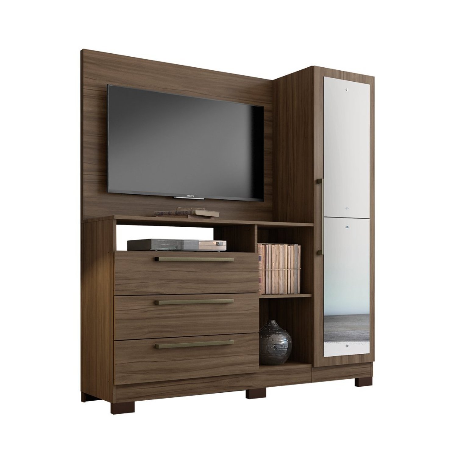 Cômoda com Painel para TV até 43 Polegadas 1 Porta com Espelho 3