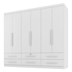 Guarda Roupa Casal Maximus Plus 6 Portas e 6 Gavetas Branco Absoluto - Zanzini Móveis