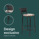 Ver imagem 4 de Kit 4 Banquetas para Balcão Cozinha Gourmet Junco Preto Bancada Ilha Banco 60cm Itagold