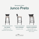 Ver imagem 3 de Kit 4 Banquetas para Balcão Cozinha Gourmet Junco Preto Bancada Ilha Banco 60cm Itagold