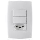 Ver imagem 1 de Kit com Placa 4x2 com 2 Interruptores Simples+Tomada 20A Brilhante Astra