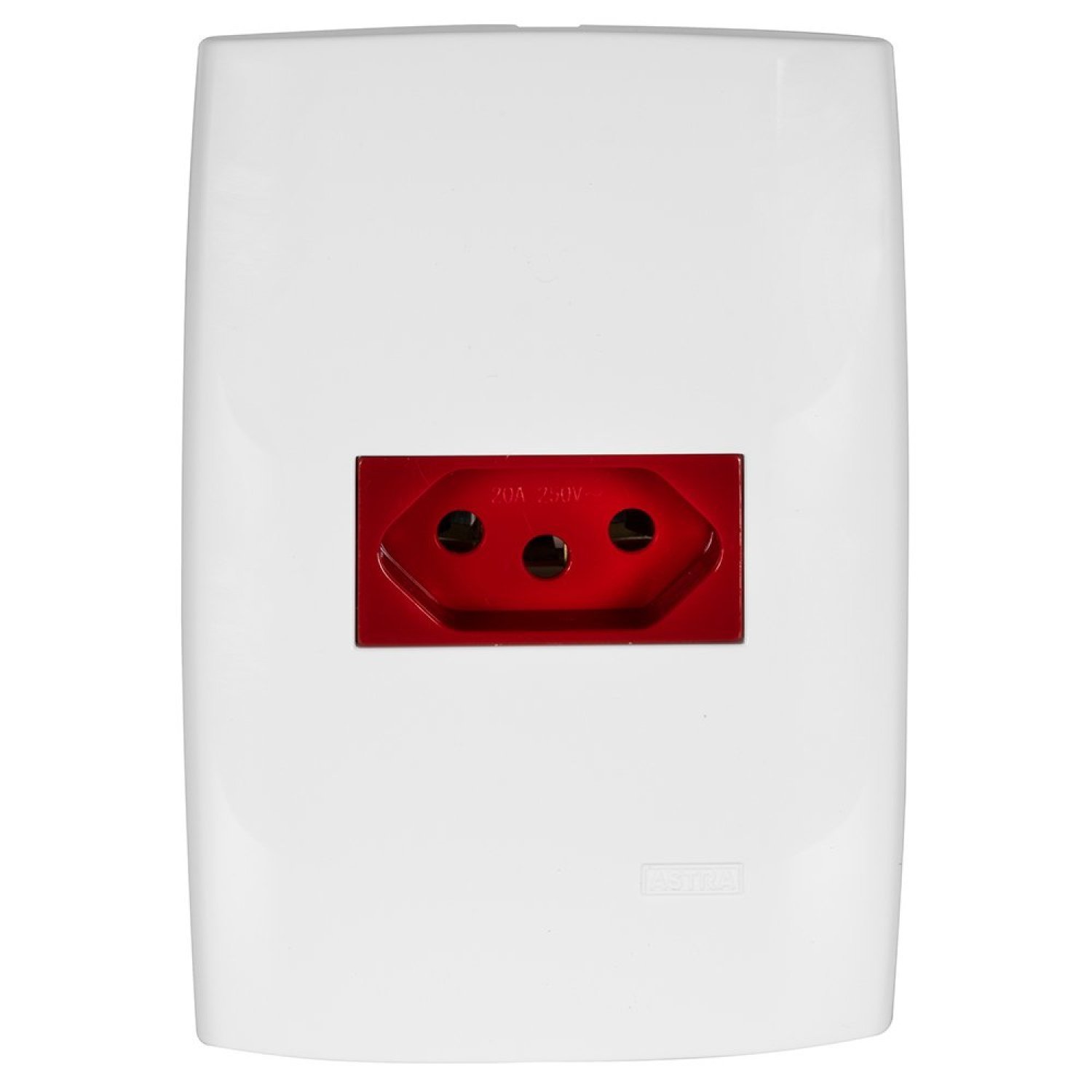 Kit com Placa 4x2 Tomada Vermelho/Branco 20A/250V Astra - 1