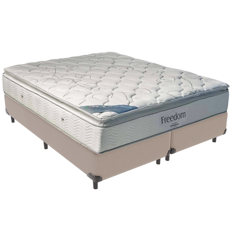 Cama Box e Colchão Freedom Molas Ensacadas Queen Ortobom: Bege