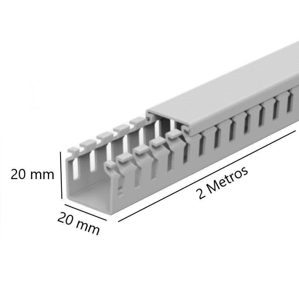 Kit 2 Canaleta Aberta Painel Elétrico Branca 20x20x2000mm - 2