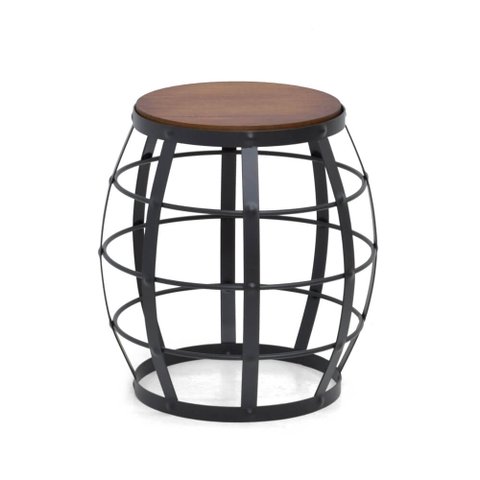 Banqueta de Madeira com Metal Seat Garden Canela