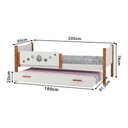 Ver imagem 3 de Kit 2 Camas Infantil Solteiro Star com 1 Cama Auxiliar e 3 Colchões Divaloto Móveis - Branco Mel