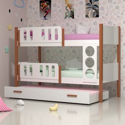 Beliche Solteiro Ônix com Cama Auxiliar - Branco com Mel - 1