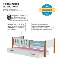 Beliche Solteiro Ônix com Cama Auxiliar - Branco com Mel - 2