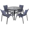 Jogo 4 Cadeiras Emily e Mesa com Tampo Ripado em Alumínio para Piscina, Área e Jardim Trama Original - 1
