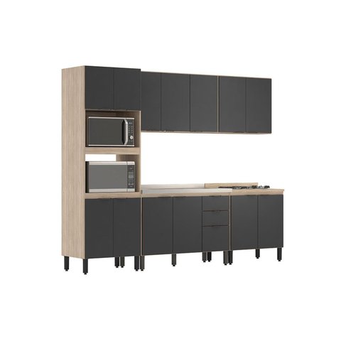 Cozinha Completa Modular Firenze 5 Peças Avena Touch Grafito FHR001 Demóbile