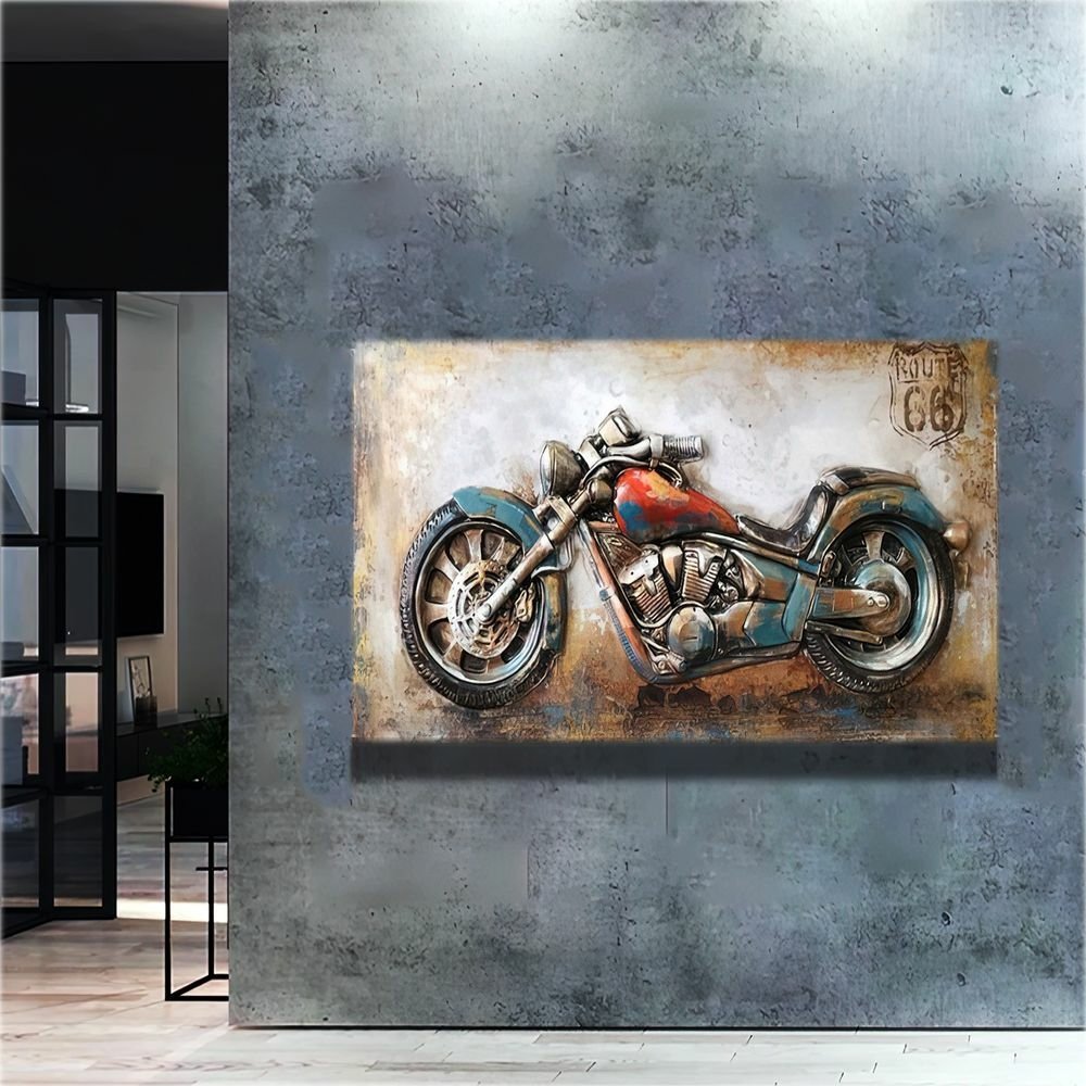 Quadro Moto Vintage 1950:90x60 cm/BRANCA | MadeiraMadeira