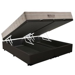 Cama Box Baú King Sintético Bipartido + Colchão Ortobom Airtech Molas Ensacadas 65x193x203 Marrom - 5