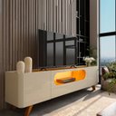 Ver imagem 2 de Rack Nobre 2.1 com Pés de Madeira Offwhite com Nature - Gelius Gelius Móveis