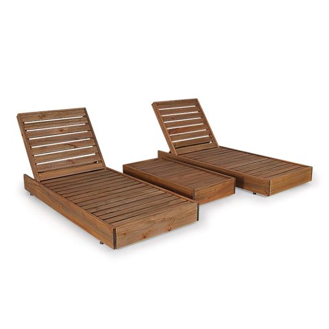 Conjunto 2 Espreguiçadeiras com 1 Mesa Lateral Versatti Rustic