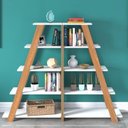 Ver imagem 6 de Kit 2 Estantes Escada Multiuso para Livros 5 Prateleiras 134CMX164CM Branco Artany