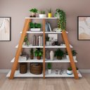 Ver imagem 1 de Kit 2 Estantes Escada Multiuso para Livros 5 Prateleiras 134CMX164CM Branco Artany