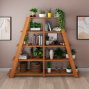 Ver imagem 1 de Kit 2 Estantes Escada Multiuso para Livros 5 Prateleiras 134CMX164CM Marrom Artany