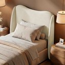 Ver imagem 1 de Cabeceira Orgânica para Cama Box Viúva Luma 120cm Bouclê Bege - Desk Design