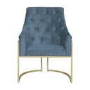 Ver imagem 2 de Poltrona Decorativa Vick Base em Metal Linho Azul