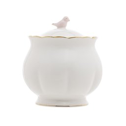 Açucareiro de Porcelana Branca Birds Design Plate Colorido Wolff - 2