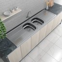 Ver imagem 2 de Pia de Cozinha em Aço Inox de 200cm X 56cm Concretada sem Válvula Plus 30 Bali