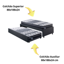 Ver mais imagens de Bicama Box Solteiro Linho Cinza 88x188 com Dois Colchões Gransleep Verticoil Ecoflex
