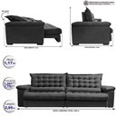 Ver imagem 2 de Sofá Retrátil e Reclinável 2,95m Molas Ensacadas Cama inBox Big Space com Bordado 3D Velusoft