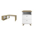 Ver imagem 2 de Conjunto Home Office 2 Peças 1 Escrivaninha em L Smart com 1 Gaveteiro Day 2 Gavetas Olmo e Branco m