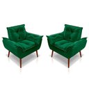 Ver imagem 1 de Kit 02 Poltrona Opala Decorativa Suede Verde