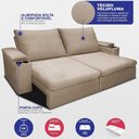 Ver imagem 4 de Sofá Retrátil e Reclinável 2,30m Milano com Porta Copos Velupluma Bege Cama Inbox