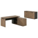 Ver imagem 1 de Mesa Escritorio 1 Porta de Correr em L 155x170 cm e Balcao 4 Portas 147 cm Nogal Preto Artany