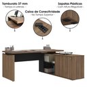 Ver imagem 5 de Mesa Escritorio 1 Porta de Correr em L 155x170 cm e Balcao 4 Portas 147 cm Nogal Preto Artany